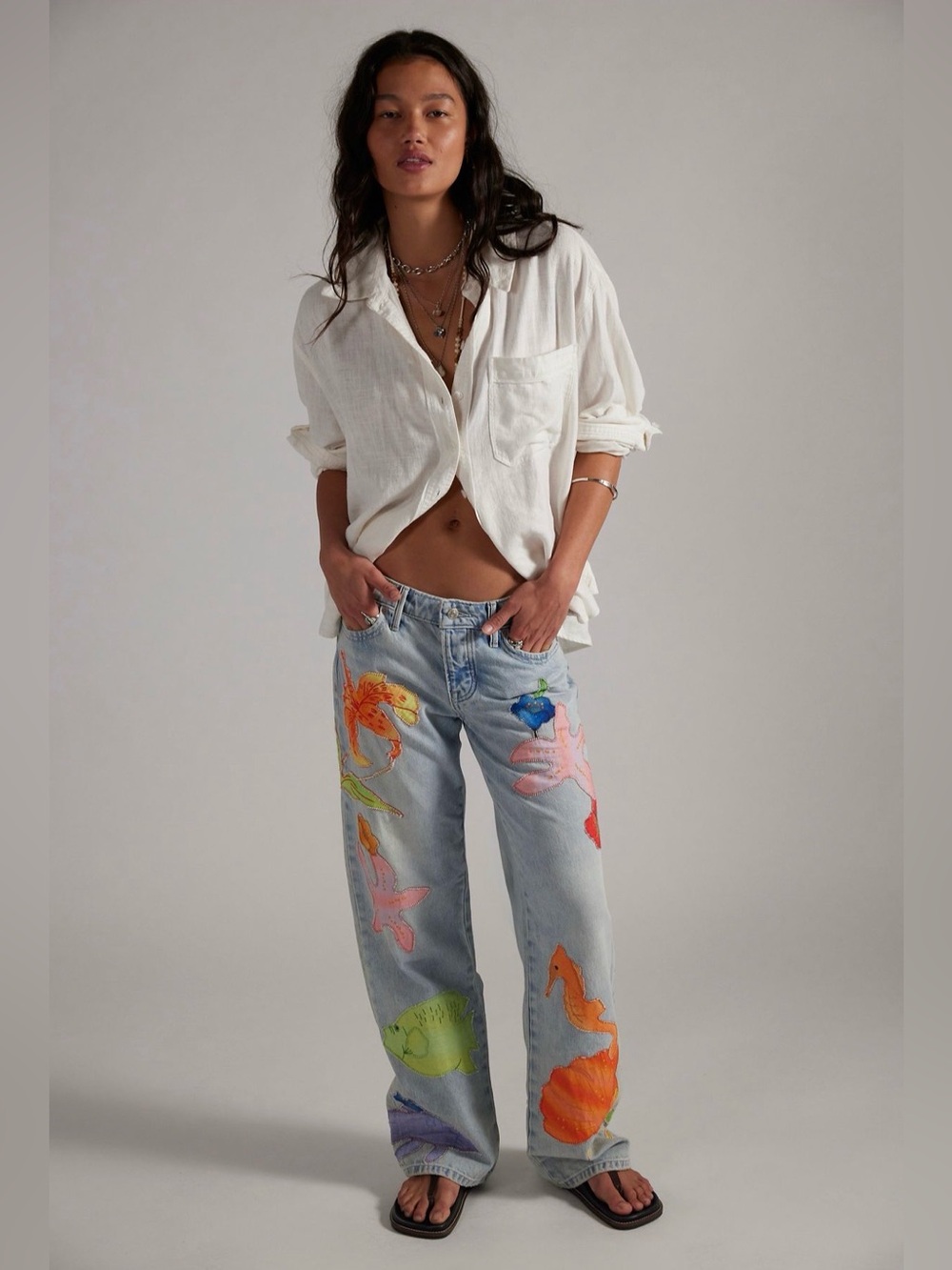 Free People We the Free Surfside Patchwork Jeans Size 29 NWT - Picture 6 of 12